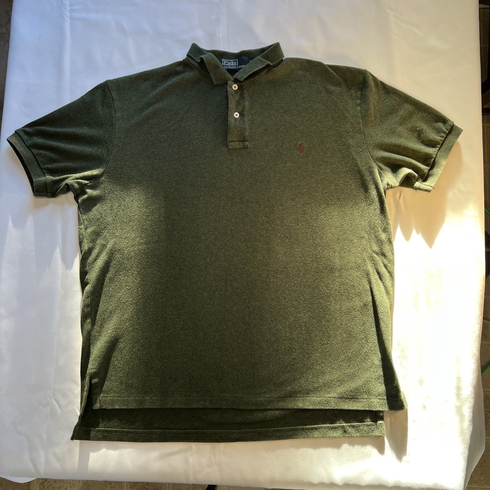 Ralph Lauren Men's Large Green Short Sleeve Polo Shirt Vintage Y2K Preppy Size L